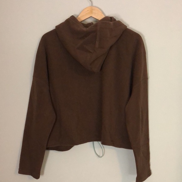 Cinched Front Fleece Crop Hoodie NWT - Picture 2 of 7